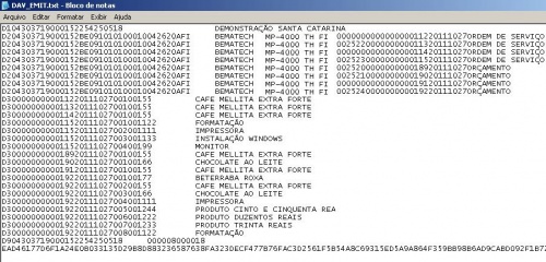 Arquivo Eletrônico de DAV Emitidos.